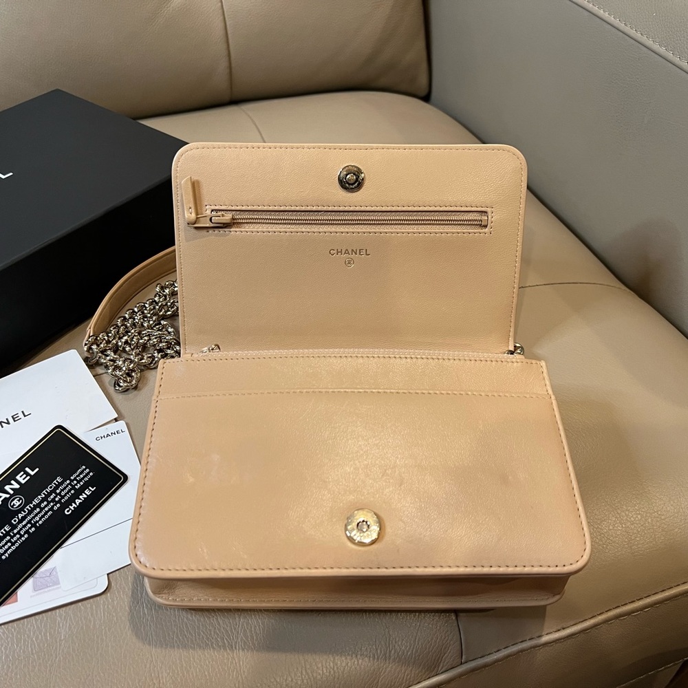 Sold x FULL SET🔸Chanel Le Boy wallet on chain beige - Picture 7 of 17